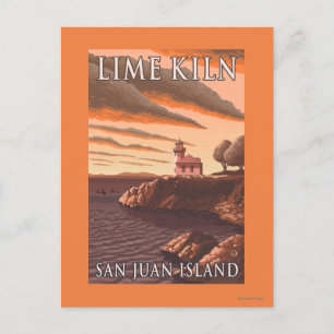 Lime Kiln Lighthouse Vintage resor Poster Vykort