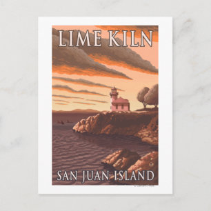Lime Kiln Lighthouse Vintage resor Poster Vykort