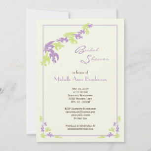 Lime Lavender Fleur de Lis Modern Möhippa Inbjudningar