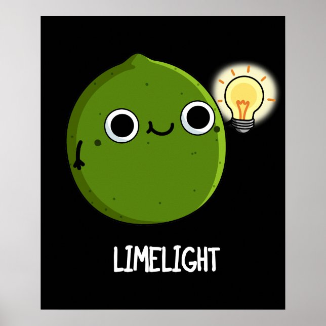Lime-light Funny Fruit Lime Pun Mörk BG Poster (Framsidan)