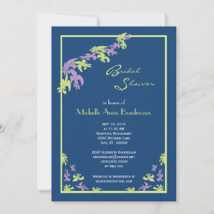 Lime Lila Blue Fleur de Lis Modern Möhippa Inbjudningar