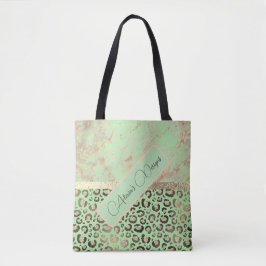 Lime Marble Glittery Leopard Personlig Tote Bag Tygkasse