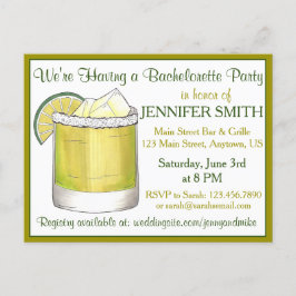 Lime Margarita Cocktail Bachelorette Cinco de Mayo Inbjudan Vykort