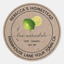 Lime Marmalade Kraftpapper Burk Etiketter