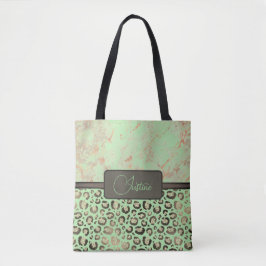 Lime Marmor Glittrig Guld Leopard Personlig  Tygkasse