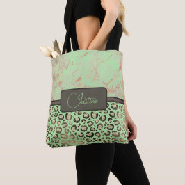 Lime Marmor Glittrig Guld Leopard Personlig Tygkasse
