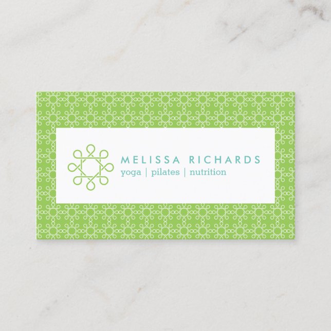 Lime/Mint Woven Design for Fitness och Yoga Visitkort (Framsida)