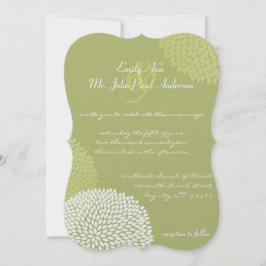 Lime Modern Blommigt Chrysanthemum Bröllop Inbjudningar