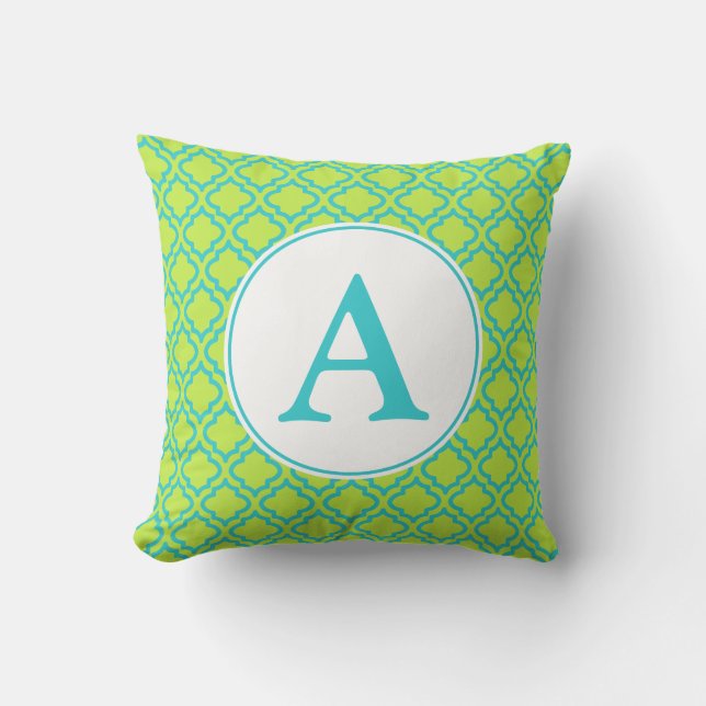 Lime Monogrammed Mönster Pillow Kudde (Framsida)