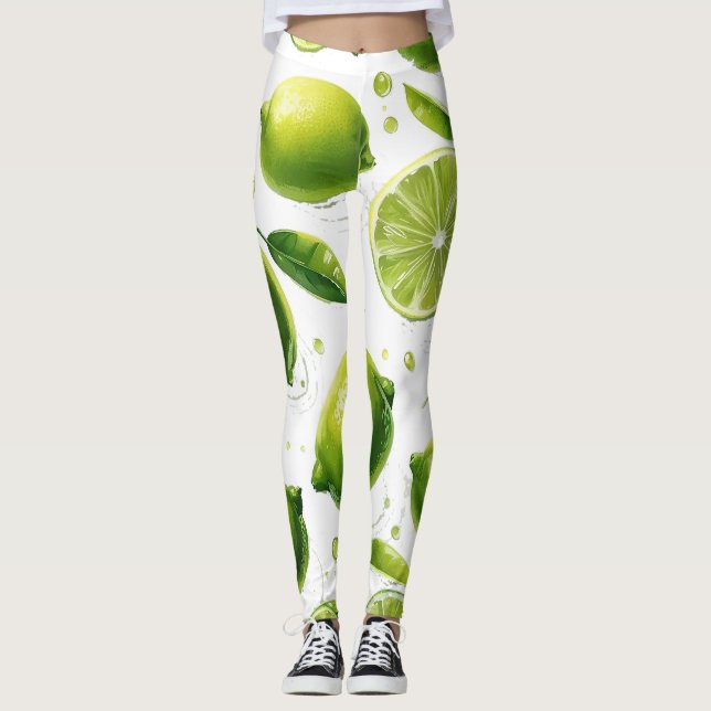 Lime Mönster Leggings (Framsida)