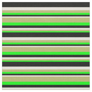 Lime, Mörk Khaki, Beige och Svartvit Mönster Tyg