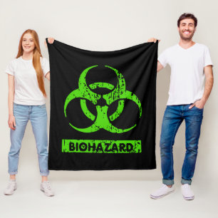 Lime Neon Grön Bio-Hazard Kemikalier Grafik Fleecefilt