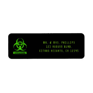Lime Neon Grön Bio-Hazard Kemikalier Grafik Returadress Etikett