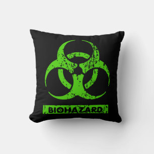 Lime Neongrön Bio-Hazard Kemikalier Grafik Kudde