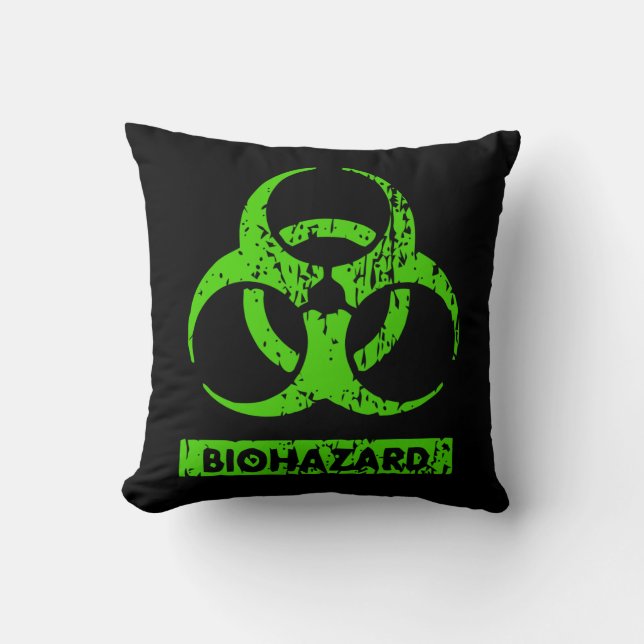 Lime Neongrön Bio-Hazard Kemikalier Grafik Kudde (Framsida)