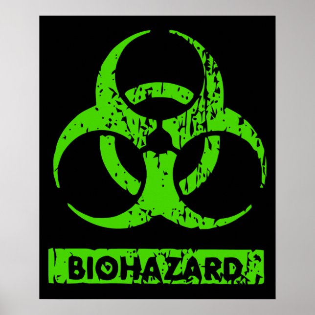 Lime Neongrön Bio-Hazard Kemikalier Grafik Poster (Framsidan)