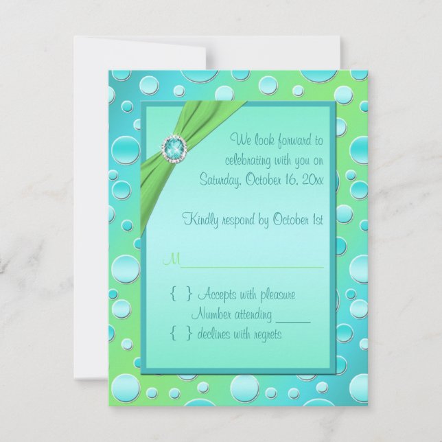 Lime och Aqua Polka Dot OSA kort (Framsida)