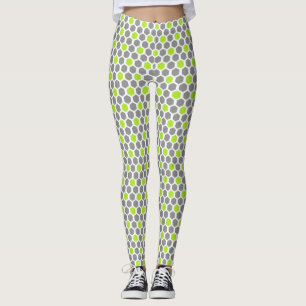 Lime och Grått Hexagon Mönster Leggings