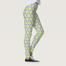Lime och Grått Hexagon Mönster Leggings