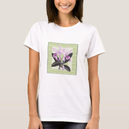 Lime och lila Cattleya orkidé botanisk t-shirt