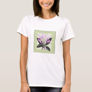 Lime och lila Cattleya orkidé botanisk t-shirt
