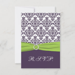 Lime och lila Damask Svarskort - Liten OSA Kort