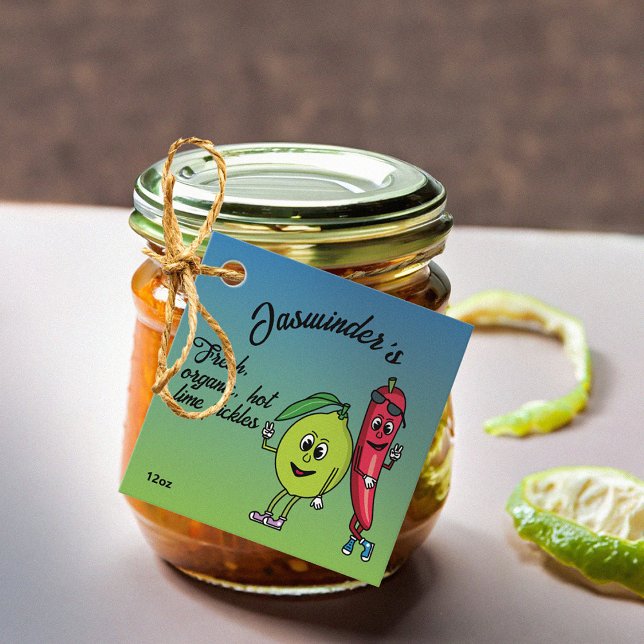 Lime och pepper Pals Funny Tecknad Lime Pickles Gåvor Etiketter (Skapare uppladdad)