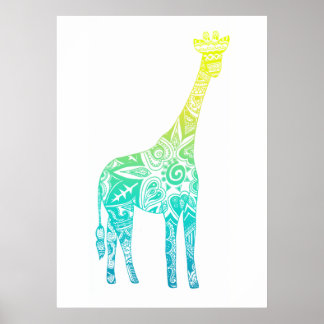 Lime och turkos Giraffe Poster