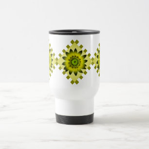 Lime Olive Daisy Flower, Mönster Rand - Mugg