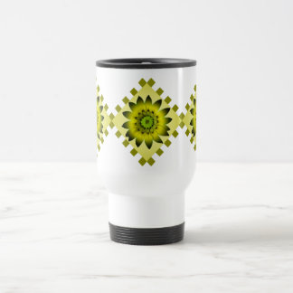 Lime Olive Daisy Flower, Mönster Rand - Mugg