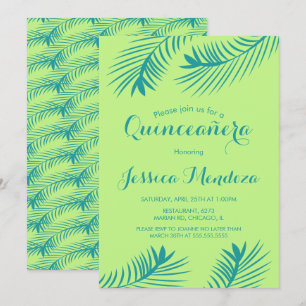 Lime Palmblad Quinceañera Sweet 16 Inbjudan