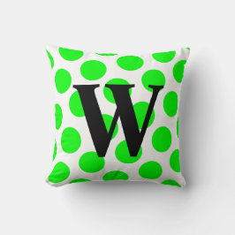 Lime Polka Dot Monogram Kudde