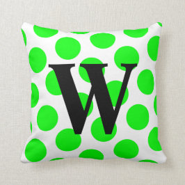 Lime Polka Dot Monogram Kudde