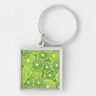 Lime pop fyrkantig silverfärgad nyckelring