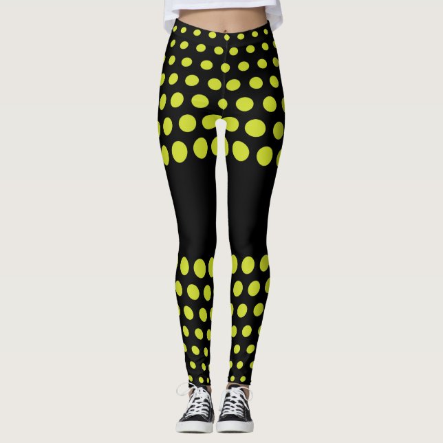 Lime prickiga mönster leggings (Framsida)
