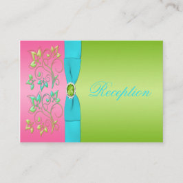 Lime, Rosa och Aqua Blommig Införandekort Tilläggskort