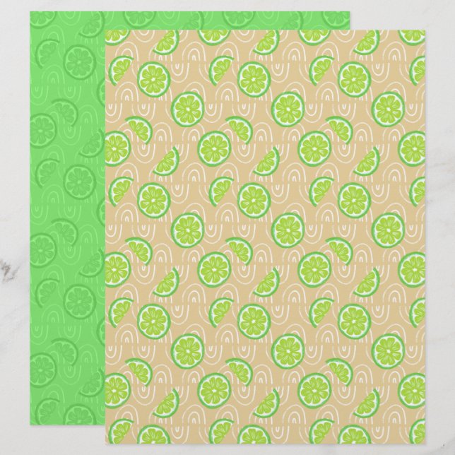 Lime Scrapbookpapper (Fram/baksida)