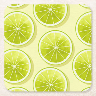 Lime-segment på lätt Gult Underlägg Papper Kvadrat