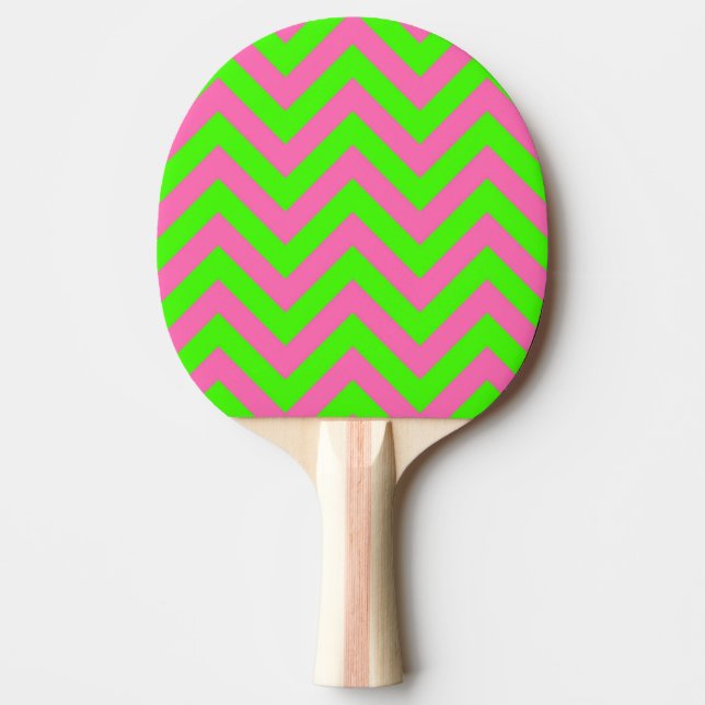 Lime, Shock rosa #2 LG Chevron ZigZag Mönster Pingisracket (Framsidan)