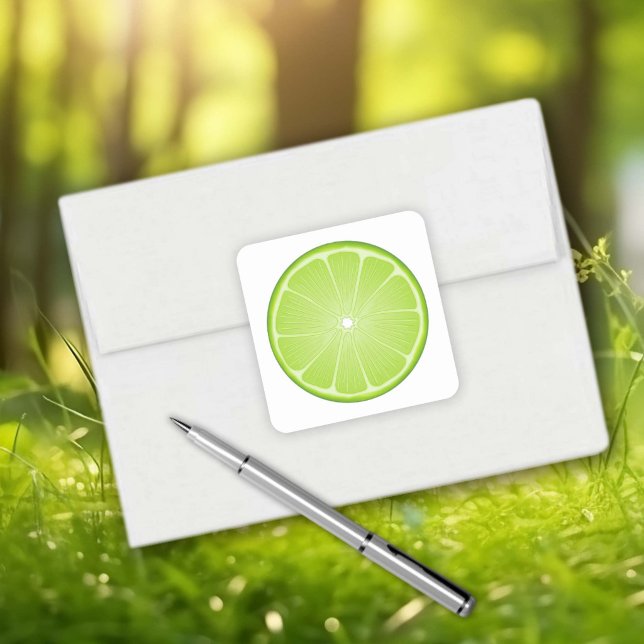 Lime skiva fyrkantigt klistermärke (Stick these bold Lime Slice stickers anywhere for an instant pop of citrus fun!)