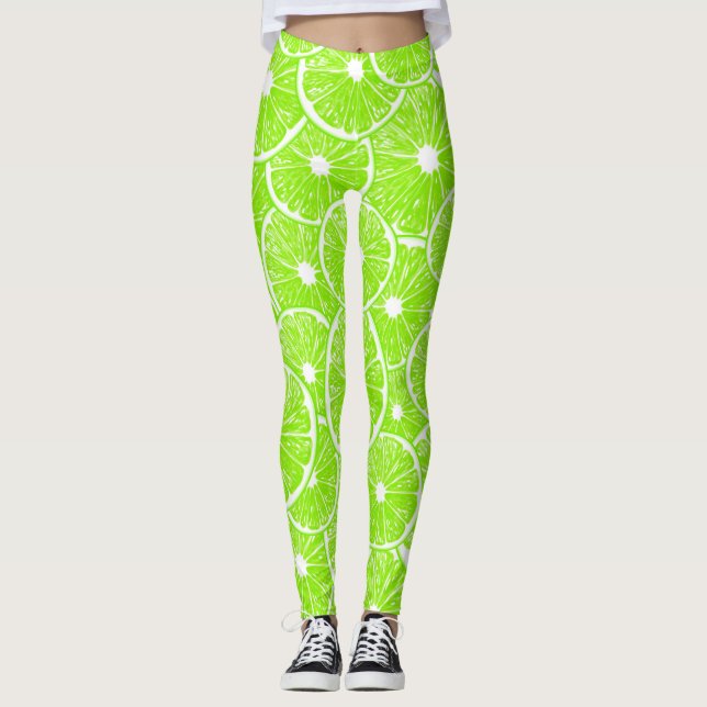 Lime-skivor mönster leggings (Framsida)