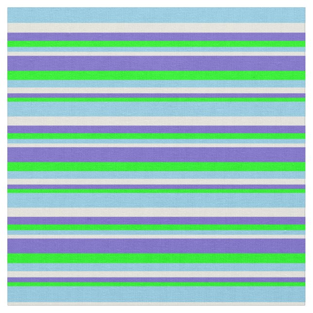 Lime, Slate Blue, Beige och Himlar Blue Färgad Tyg (Närbild)