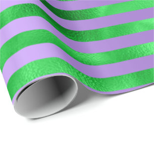 Lime Smaragdgrön Randiga Linjer Lila Violett Presentpapper