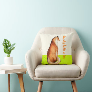 Lime Sneaky som en fox Fox Pillow Kudde