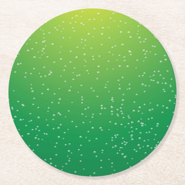Lime Soda med Små Bubblor Bakgrundskonst Underlägg Papper Rund (Framsidan)