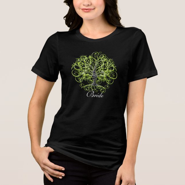 Lime Swirl Träd-rötter från Kärlek Bröllop T-shirt (Framsida)