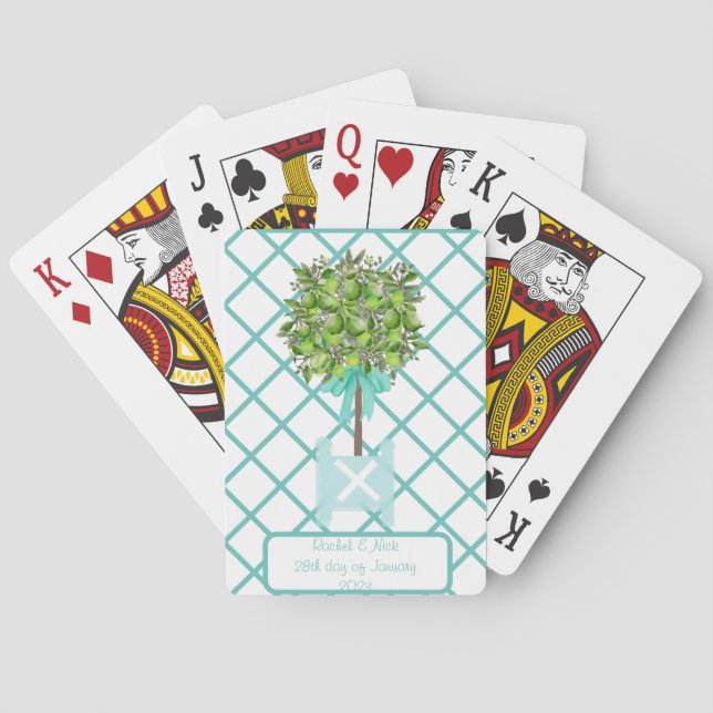 Lime Träd Topiary Blue Ginger Burk Burk Casinokort (Baksidan)