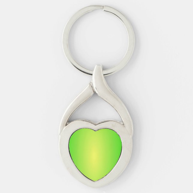 Lime Twisted Heart Silverfärgad Nyckelring (Framsidan)