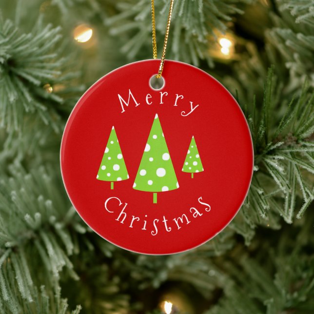 Lime White Polka dots Julgranar Julgransprydnad Keramik (Träd)