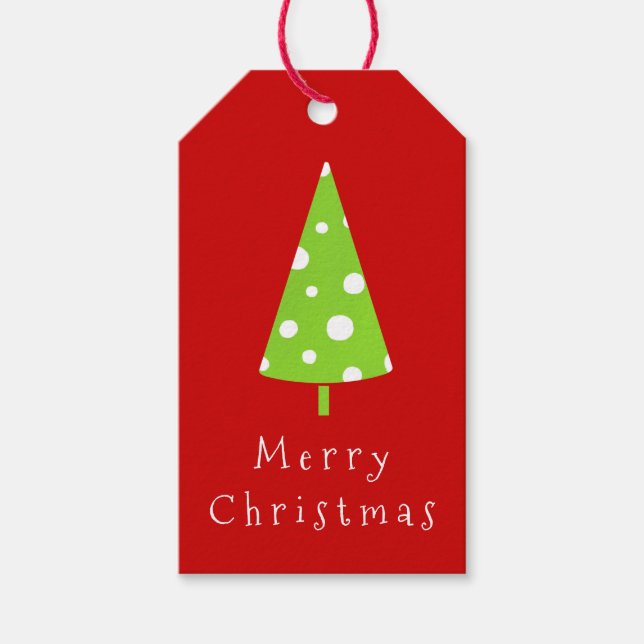 Lime White Polka dots Julgranar Presentetikett (Framsidan)